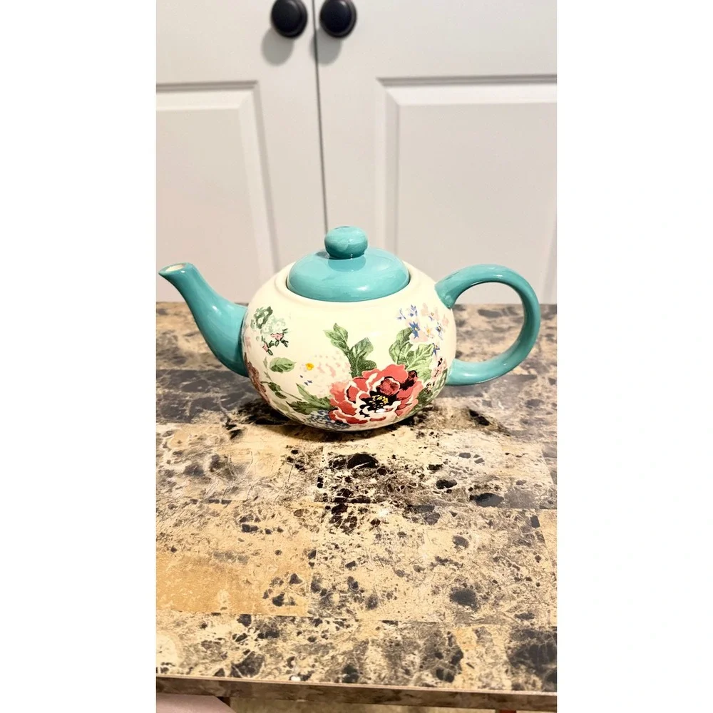 Pioneer Woman Flea Market Country Garden Stoneware Teapot Floral With Lid